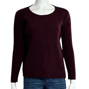 Knyt & Lynk Womens Long Sleeve Cashmere Burgundy Sweater Size Small